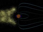 The solar wind hits the Earth's magnetic field