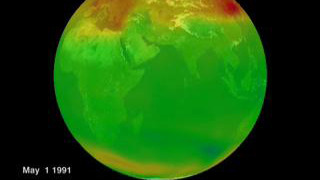 Globe of the Earth showing Ozone levels