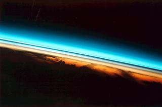 Atmosphere seen from the Space Shuttle after the eruption.