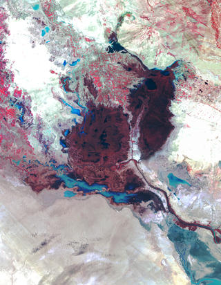 The marshlands of Mesopotamia as seen by Landsat in 1973.